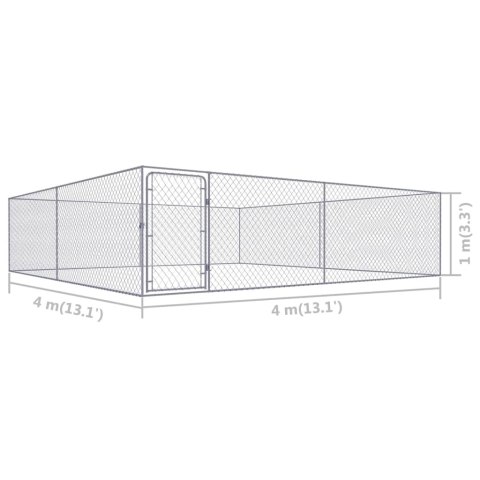  Kojec dla psa, galwanizowana stal, 4 x 4 x 1 m