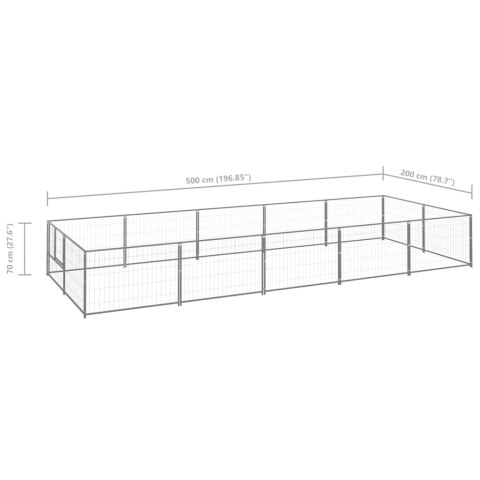  Kojec dla psa, srebrny, 10 m², stalowy