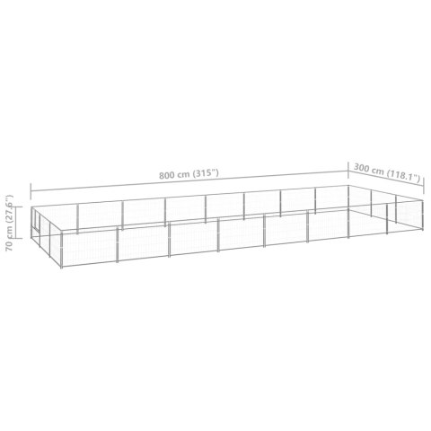  Kojec dla psa, srebrny, 24 m², stalowy