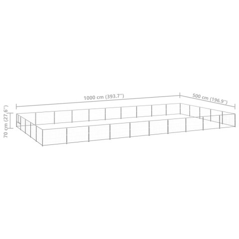  Kojec dla psa, srebrny, 50 m², stalowy