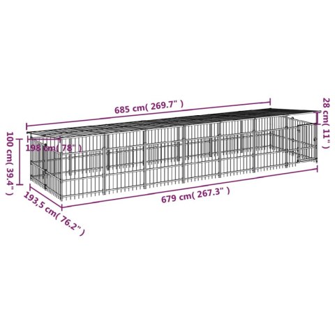  Kojec dla psa z zadaszeniem, stalowy, 13,14 m²