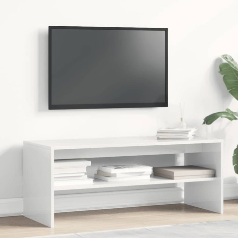  Szafka pod TV, biała, wysoki połysk, 100x40x40cm, płyta wiórowa