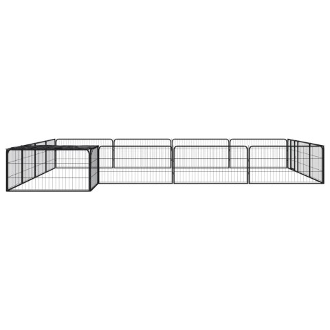  Kojec dla psa, 16 panele, czarny, 100x50 cm, stal