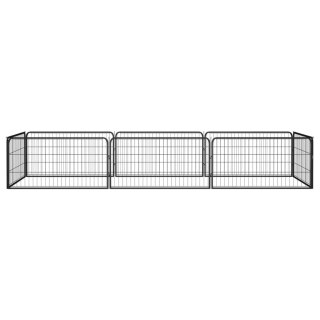  Kojec dla psa, 8 panele, czarny, 100x50 cm, stal