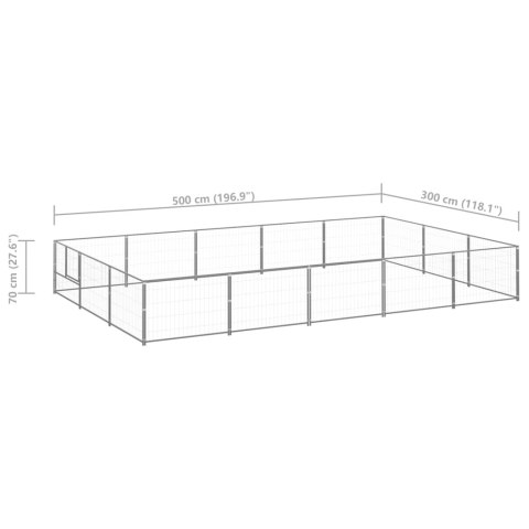  Kojec dla psa, srebrny, 15 m², stalowy