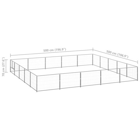  Kojec dla psa, srebrny, 25 m², stalowy