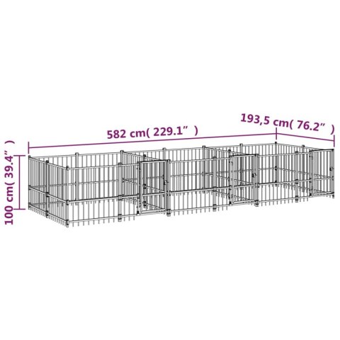  Kojec zewnętrzny dla psa, stalowy, 11,26 m²