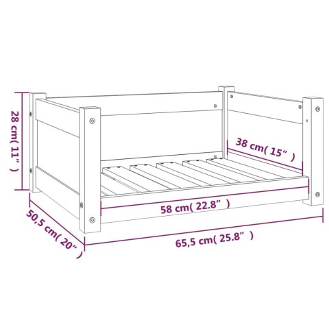  Legowisko dla psa, czarne, 65,5x50,5x28 cm, lite drewno sosnowe