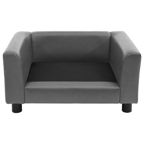  Sofa dla psa, szara, 60x43x30 cm, plusz i sztuczna skóra