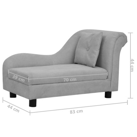  Sofa dla psa, z poduszką, szara, 83x44x44 cm, pluszowa