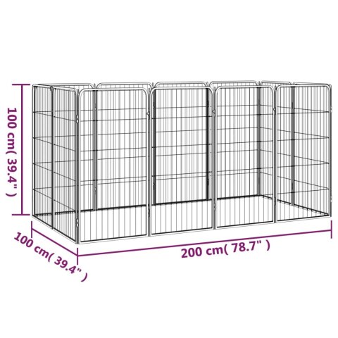  Kojec dla psa, 12 paneli, czarny, 50x100 cm, stal