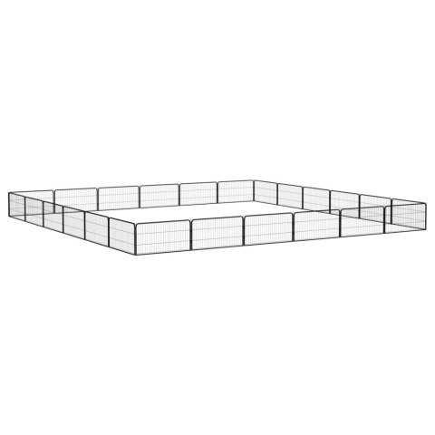  Kojec dla psa, 24 panele, czarny, 100x50 cm, stal