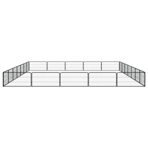  Kojec dla psa, 24 panele, czarny, 100x50 cm, stal