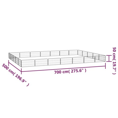  Kojec dla psa, 24 panele, czarny, 100x50 cm, stal