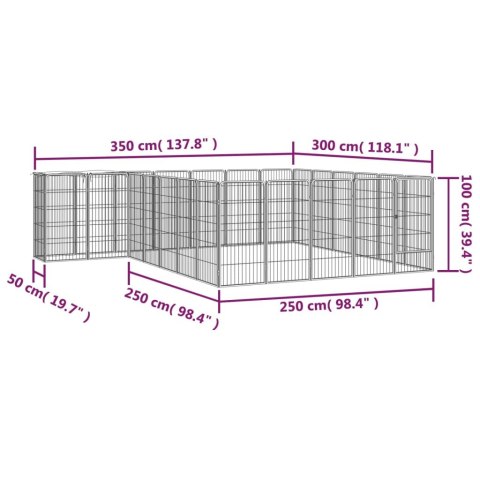  Kojec dla psa, 26 paneli, czarny, 50x100 cm, stal