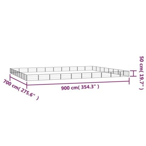  Kojec dla psa, 32 panele, czarny, 100x50 cm, stal