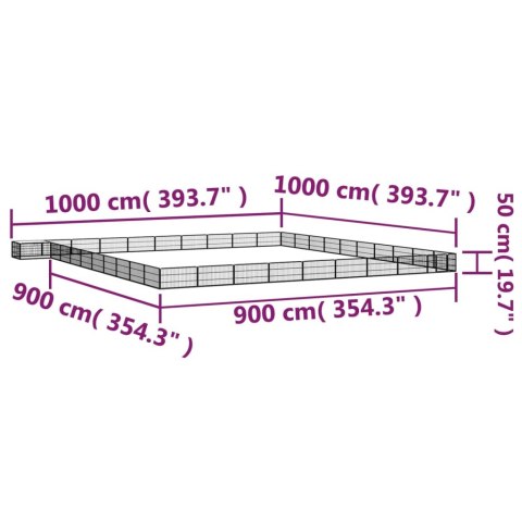  Kojec dla psa, 40 panele, czarny, 100x50 cm, stal