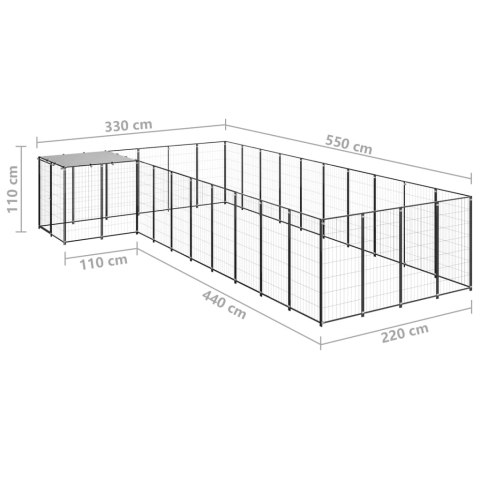  Kojec dla psa, czarny, 13,31 m², stalowy