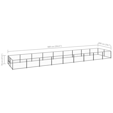  Kojec dla psa, czarny, 18 m², stalowy