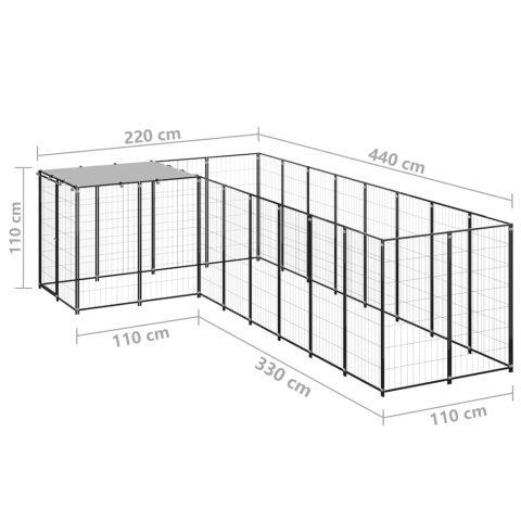  Kojec dla psa, czarny, 6,05 m², stalowy