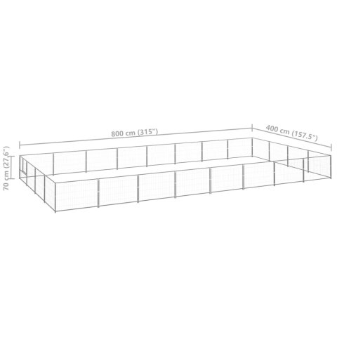  Kojec dla psa, srebrny, 32 m², stalowy