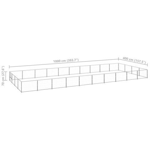  Kojec dla psa, srebrny, 40 m², stalowy