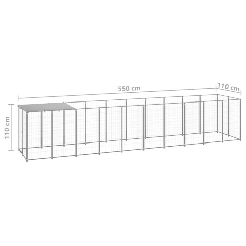  Kojec dla psa, srebrny, 6,05 m², stalowy