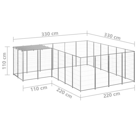  Kojec dla psa, srebrny, 8,47 m², stalowy