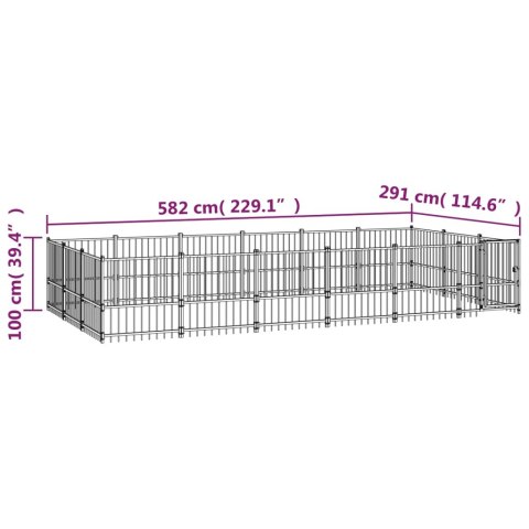  Kojec zewnętrzny dla psa, stalowy, 16,94 m²