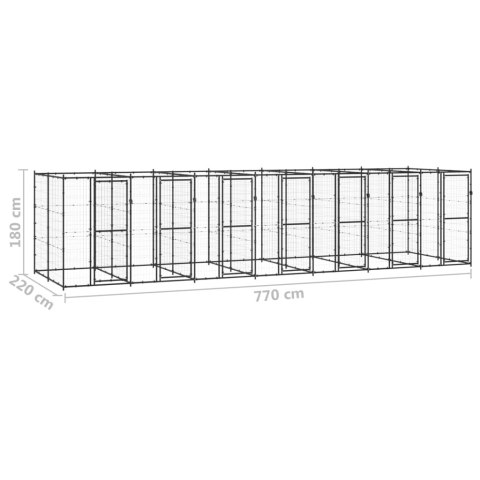  Kojec zewnętrzny dla psa, stalowy, 16,94 m²