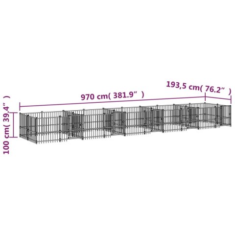  Kojec zewnętrzny dla psa, stalowy, 18,77 m²