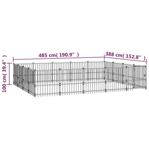  Kojec zewnętrzny dla psa, stalowy, 18,82 m²