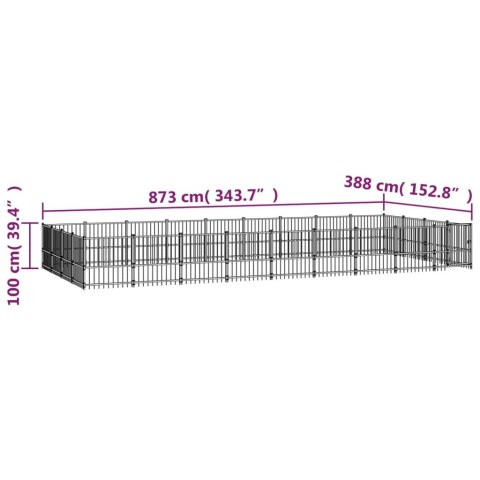  Kojec zewnętrzny dla psa, stalowy, 33,87 m²