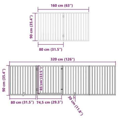  Składana bramka dla psa, z drzwiami, 10 paneli, biała, 800 cm