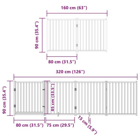  Składana bramka dla psa, z drzwiami, 10 paneli, brązowa, 800 cm