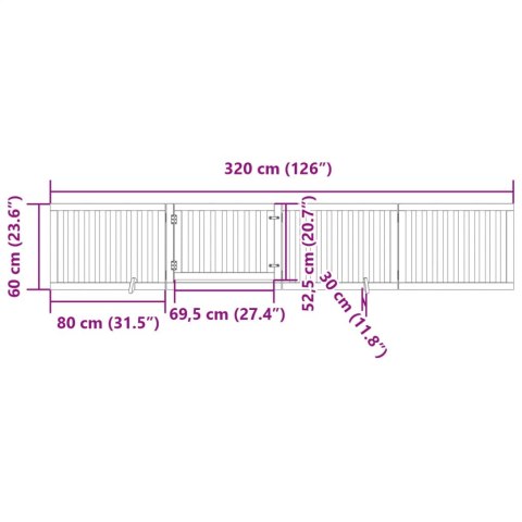  Składana bramka dla psa, z drzwiami, 4 panele, biała, 320 cm