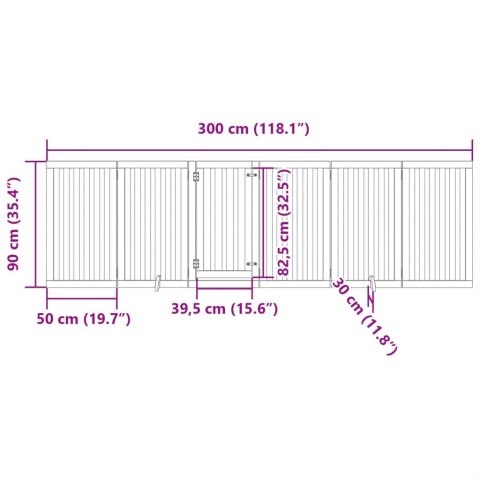  Składana bramka dla psa, z drzwiami, 6 paneli, brąz, 300 cm