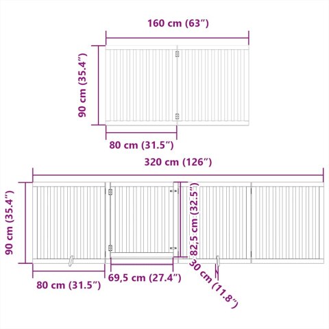  Składana bramka dla psa, z drzwiami, 8 paneli, brązowa, 640 cm