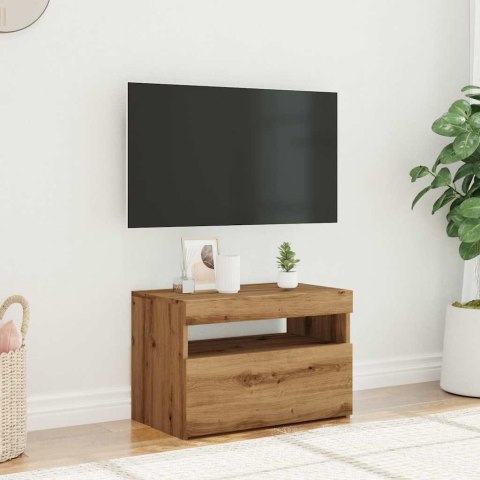  Szafka pod TV z oświetleniem LED, dąb artisan, 60x35x40 cm