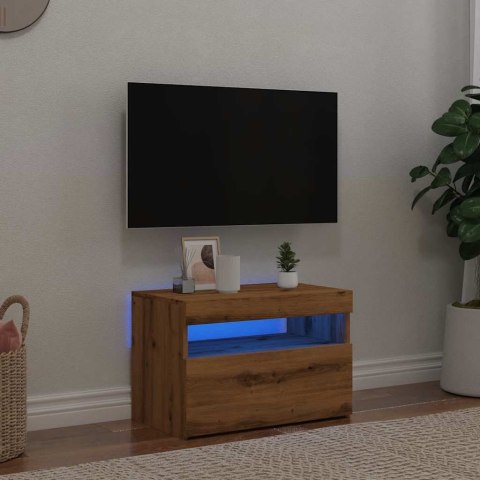  Szafka pod TV z oświetleniem LED, dąb artisan, 60x35x40 cm