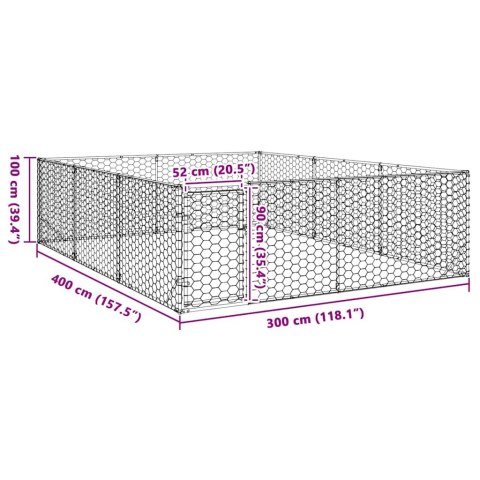  Zewnętrzna buda dla psa z drzwiami 3x4x1 m ocynkowana stal