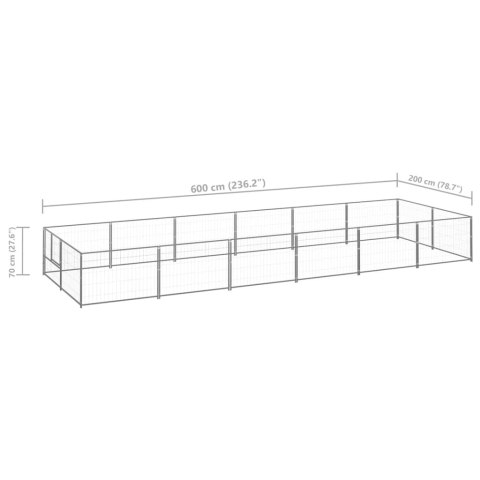  Kojec dla psa, srebrny, 12 m², stalowy