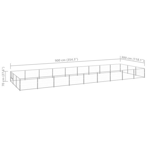  Kojec dla psa, srebrny, 27 m², stalowy