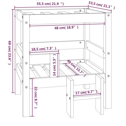  Legowisko dla psa, szare, 55,5x53,5x60 cm, lite drewno sosnowe