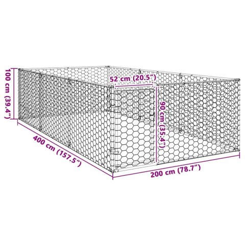  Zewnętrzna buda dla psa z drzwiami 2x4x1 m Stal ocynkowana