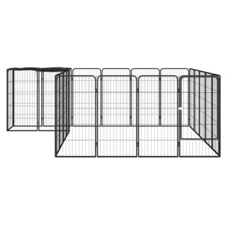  Kojec dla psa, 22 paneli, czarny, 50x100 cm, stal