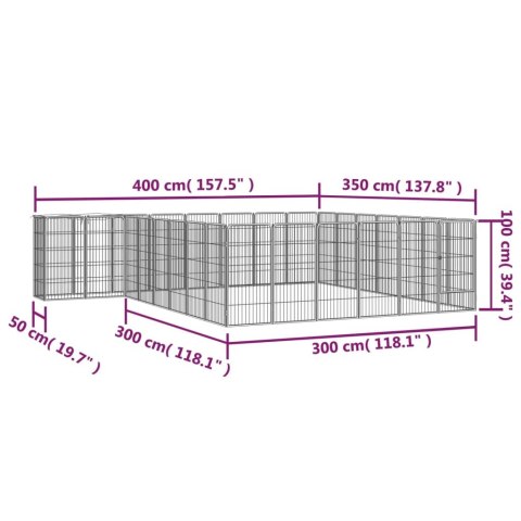  Kojec dla psa, 30 paneli, czarny, 50x100 cm, stal