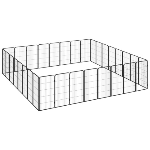  Kojec dla psa, 32 paneli, czarny, 50x100 cm, stal