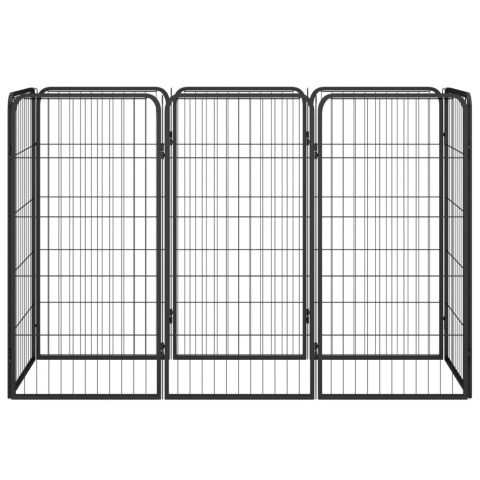  Kojec dla psa, 8 paneli, czarny, 50x100 cm, stal