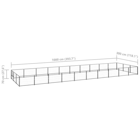  Kojec dla psa, czarny, 30 m², stalowy